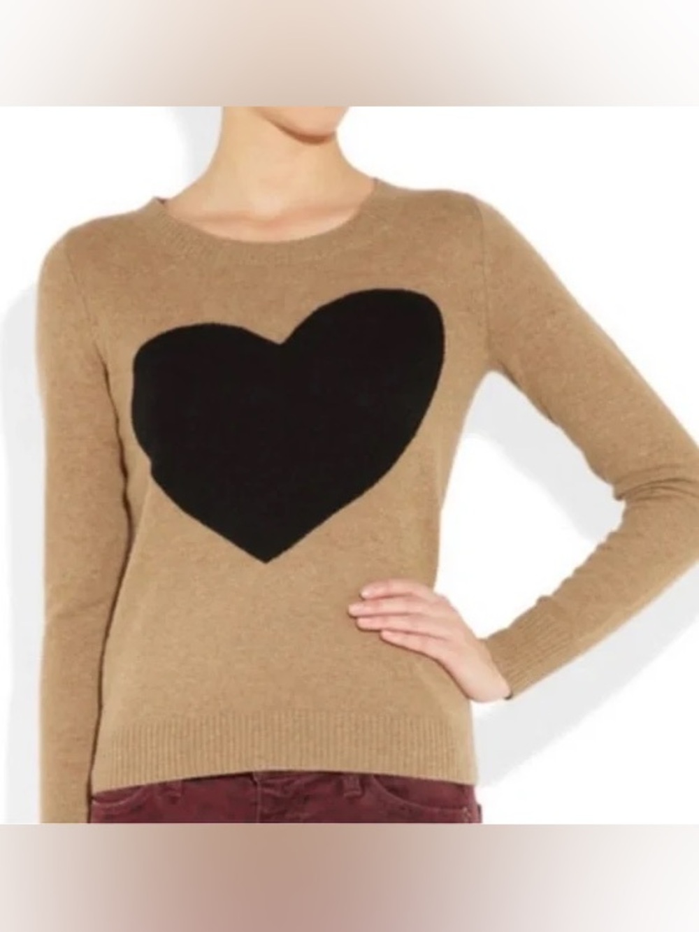J CREW Heart Tan Merino Wool & Alpaca Mix Crewneck Sweater